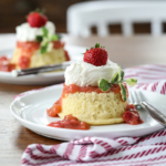 These Strawberry Rhubarb Shortcakes are a delicious dessert recipe. #strawberryrhubarb #shortcakes #strawberries #rhubarb #dessert #recipe #shortcake