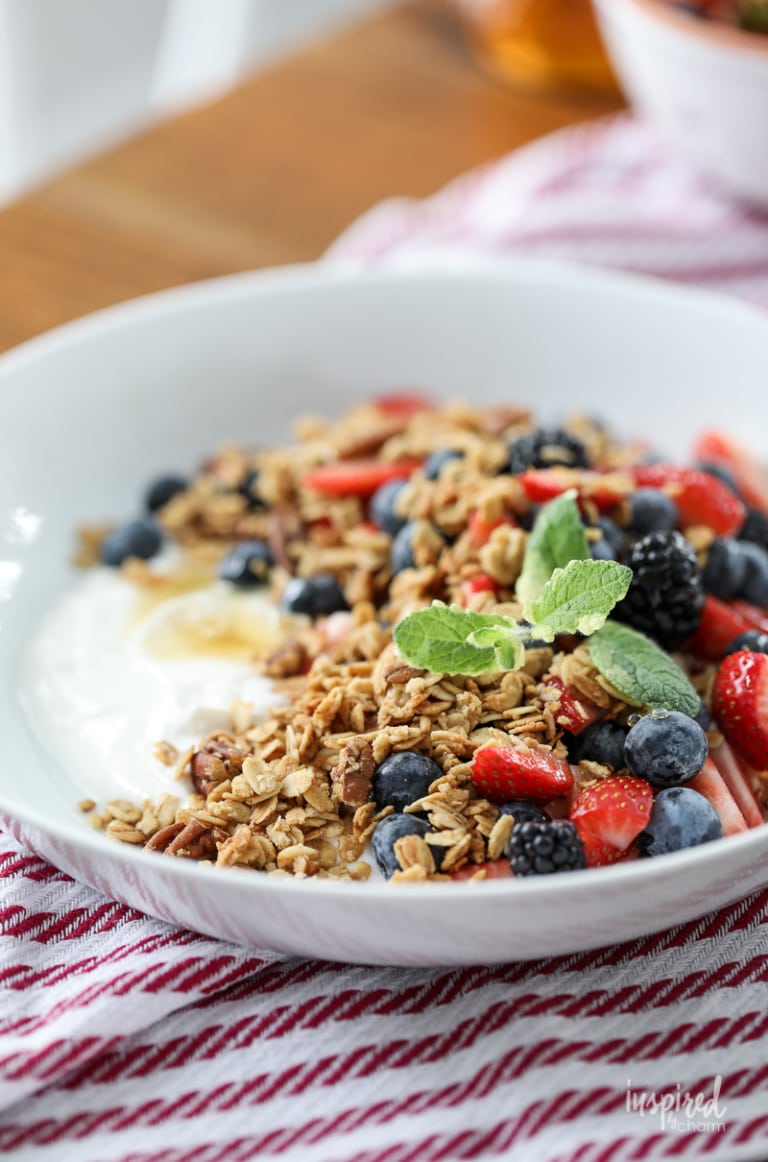 Yogurt with Granola, Berries, and Honey - easy breakfast idea!