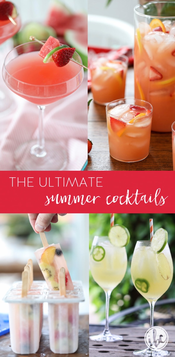 four images of refreshing summer cocktails for easy sipping Pinterest image.