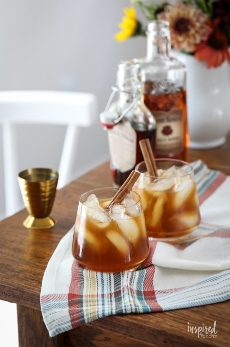 cider and maple old fashioned served over ice 
