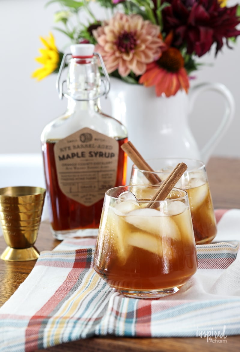 Cider and Maple Old Fashioned Cocktail Recipe #applecider #maplesyrup #cider #bourbon #oldfashioned #cocktail #fallcocktail #recipe