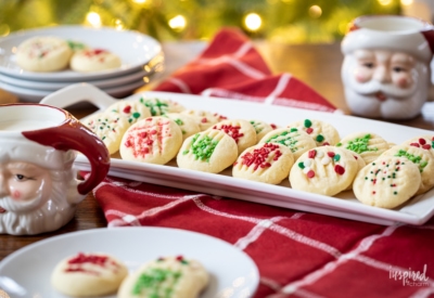 Whipped Shortbread Cookies for Christmas #shortbread #christmas #cookie #recipe #holidaybaking #sprinkles