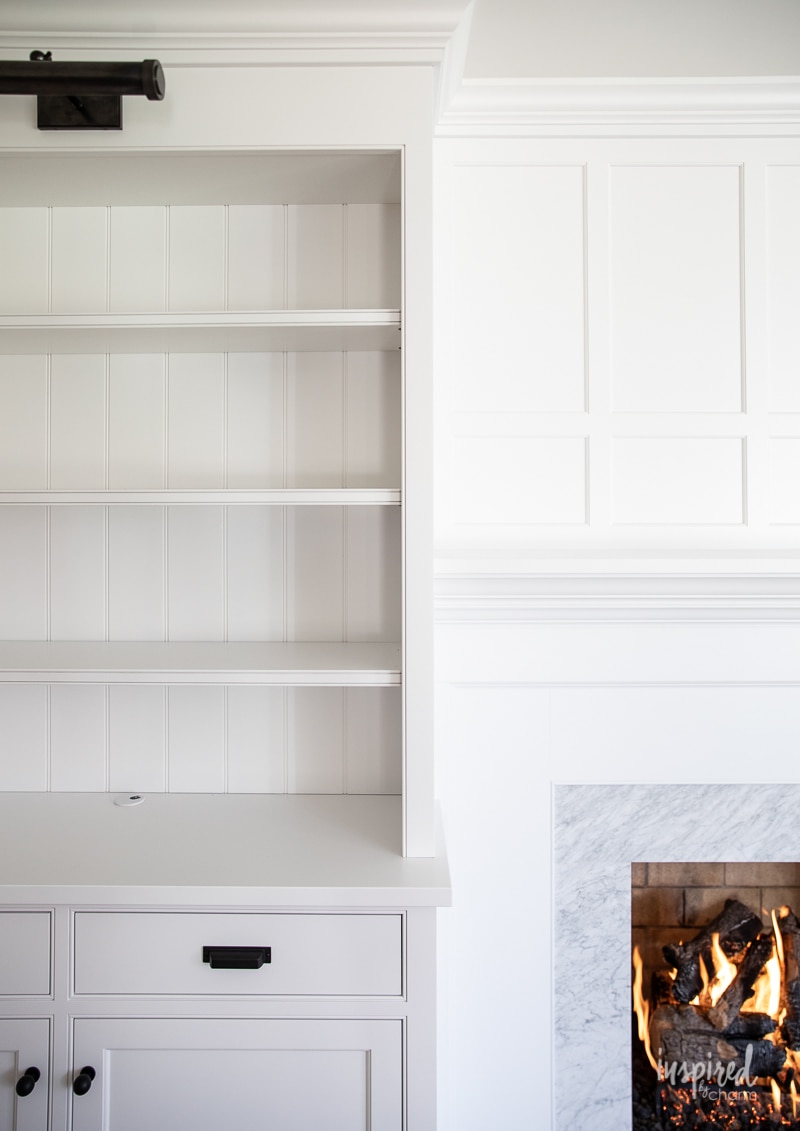 Living Room Cabinetry Reveal #custom #cabinetry #livingroom #fireplace #builtin #bookcase #mantel #woodwork