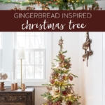 Gingerbread-Inspired Christmas Tree #christmas #tree #christmastree #gingerbread #decor #decoratings #diningroom #holiday #christmasdecor #ornament
