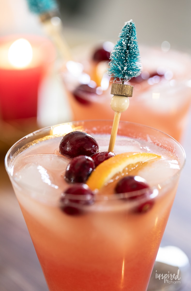 Close up of the naughty but nice christmas cocktail