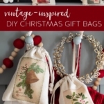 Vintage-Inspired Christmas Gift Bags #craft #christmas #holiday #giftbags #gift #printable #transfer #giftideas #vintage #vintagechristmas