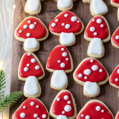 Orange-Almond Sugar Cookies #mushroom #cookie #christmas #holiday #recipe #sugarcookie #cutout #royalicing #orangealmond