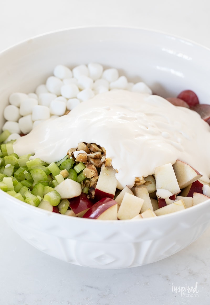 Delicious and Easy Waldorf Salad #waldorfsalad #salad #recipe #sidedish #thanksgiving #christmas #holiday 