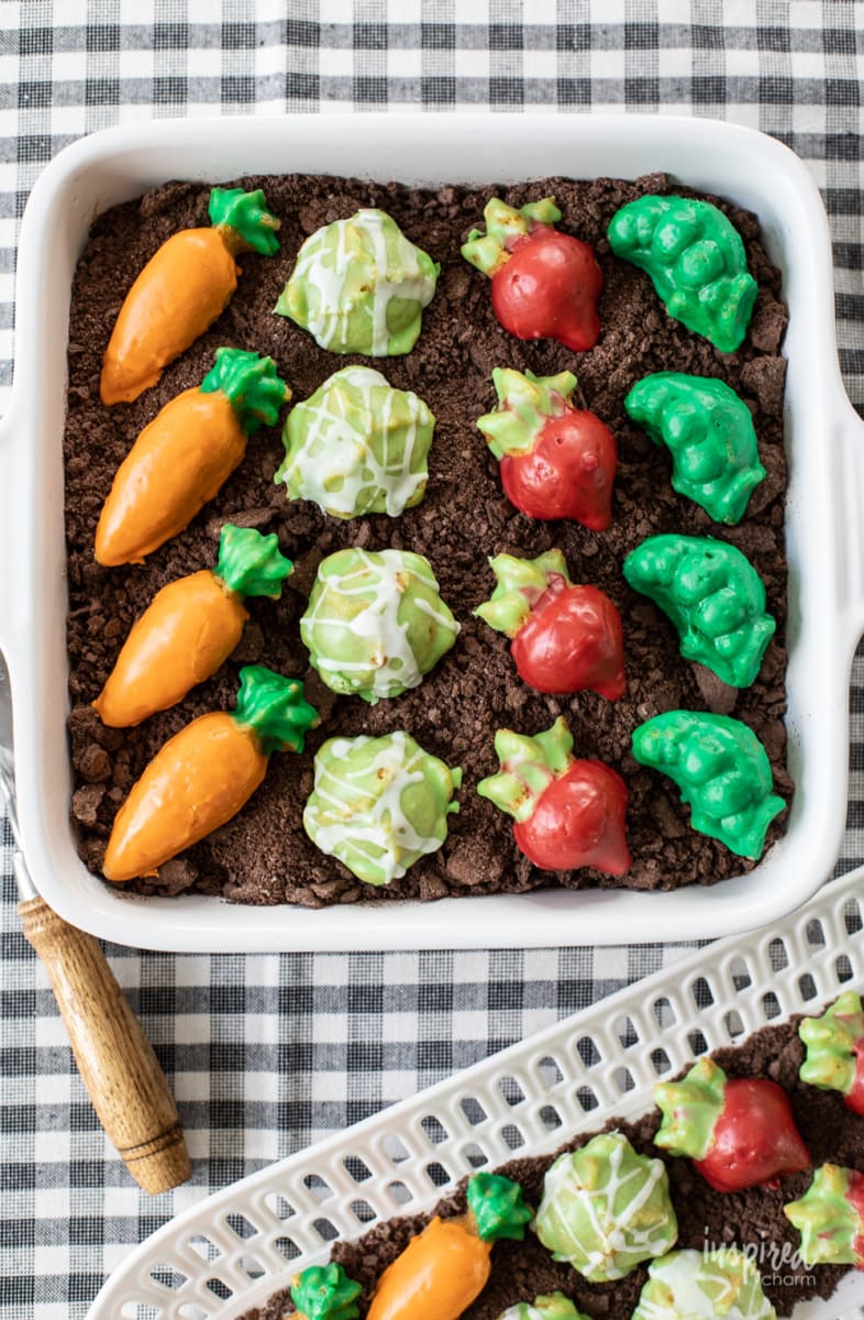 Vegetable Garden Mini Cakes in pan.