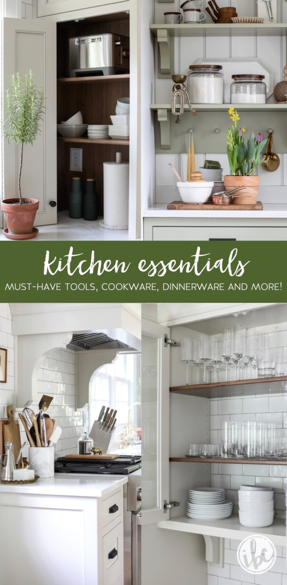 My Ultimate List of Kitchen Essentials #kitchen #essentials #kitchentools #appliances #dinnerware #serveware #baking #bakeware #glassware #pans 
