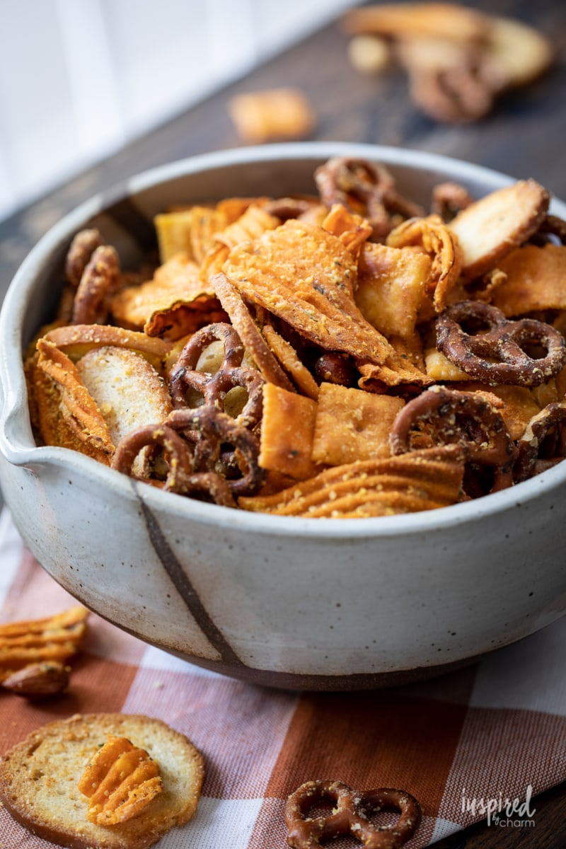 Parmesan Ranch Snack Mix in bowl.