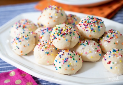How to Make Italian Sprinkle Cookies also known as Italian Wedding Cookies #sprinkle #cookies #italianweddingcookies #nonpareils #cookie #recipe #sprinklecookies