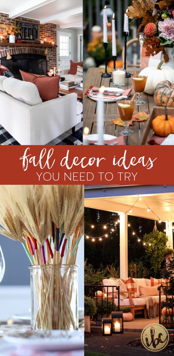 photo collage of beautifully decorate spaces for fall and autumn.