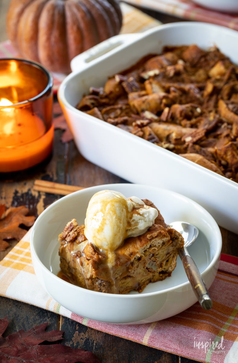 Pecan Pumpkin Bread Pudding #fallbaking #dessert #recipe #breadpudding #pumpkin #pumpkinspice #fall 