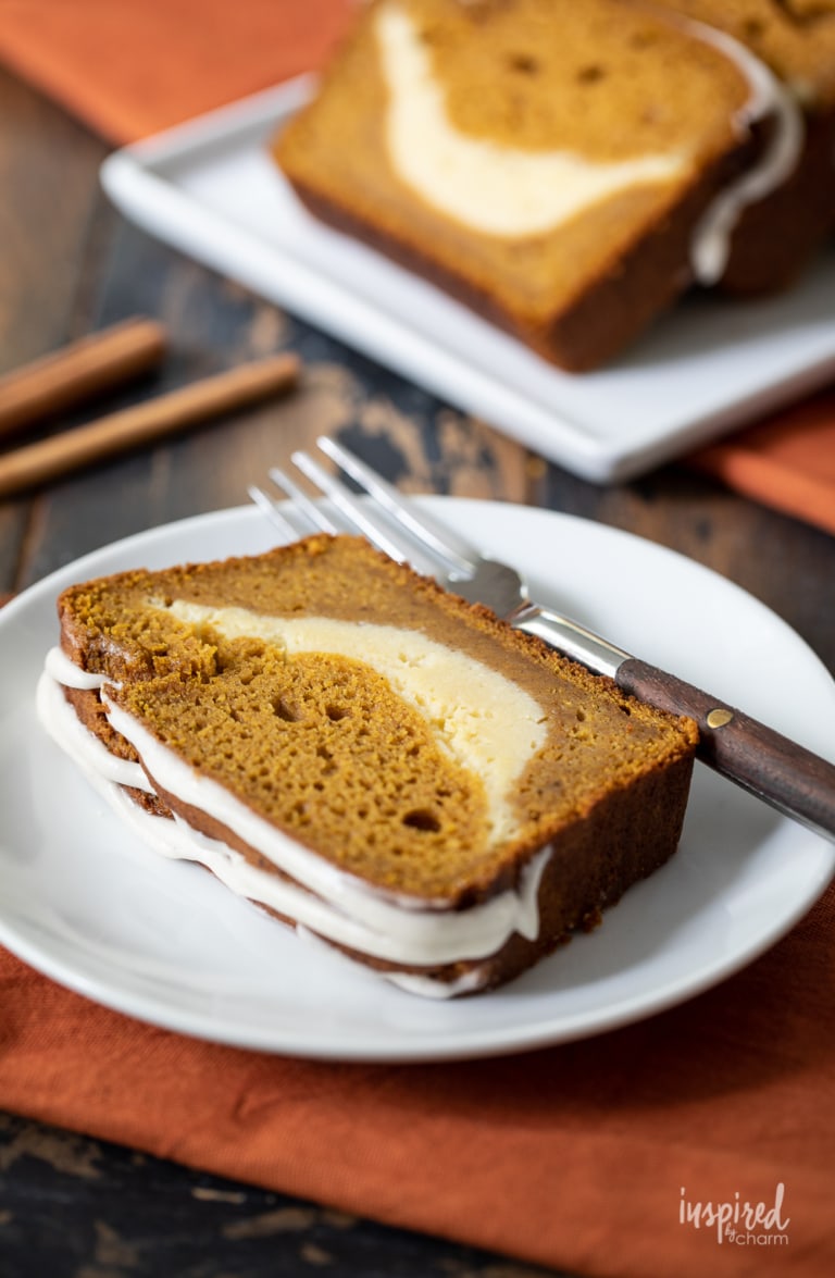 Pumpkin Bread with Cream Cheese Swirl - Quick Bread Recipe