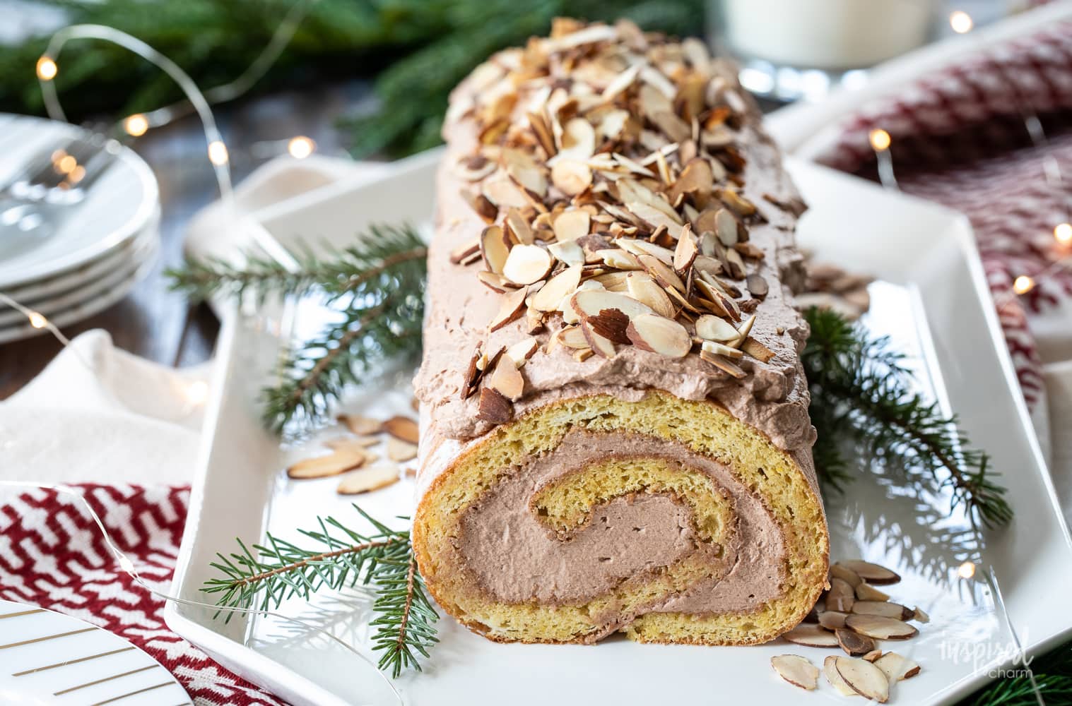 Almond Swiss Roll #holiday #dessert #recipe #christmas #swissroll #cake #almond