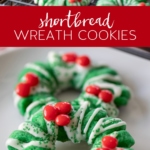Shortbread Wreath Cookies #christmas #cookie #holiday #wreath #cookies #shortbread #holidaybaking