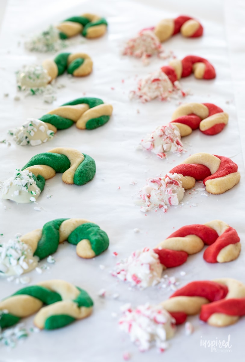 Peppermint Candy Cane Cookies #peppermint #candycane #cookies #christmas #holiday #baking #christmascookie
