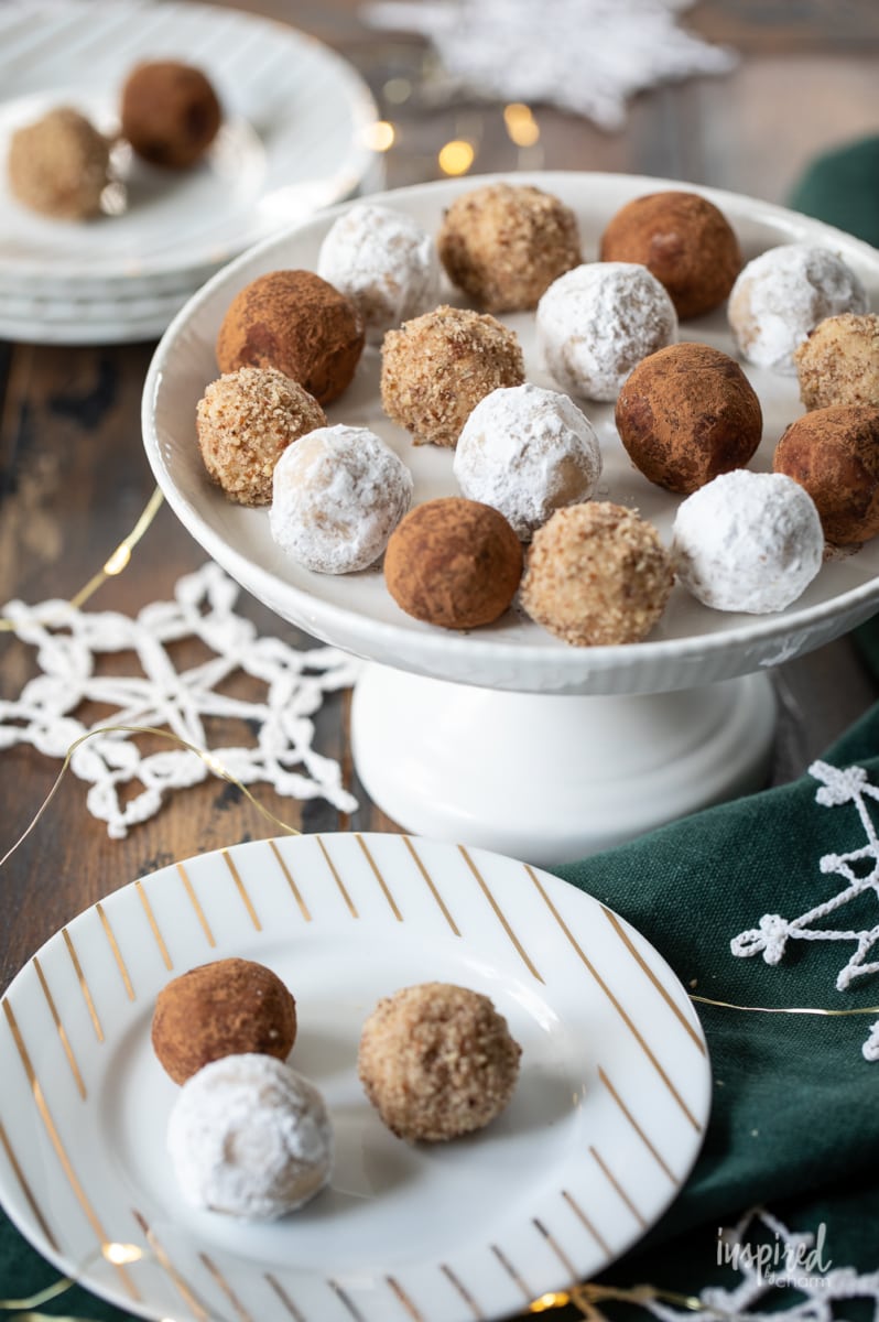 Homemade Bourbon Balls on a cookie tray