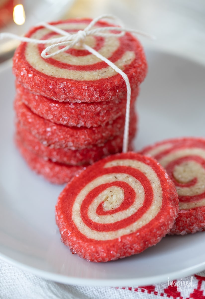 Cherry Almond Pinwheel Cookies #christmas #holiday #cookie #recipe #holidaybaking #cherry #almond #dessert #pinwheel