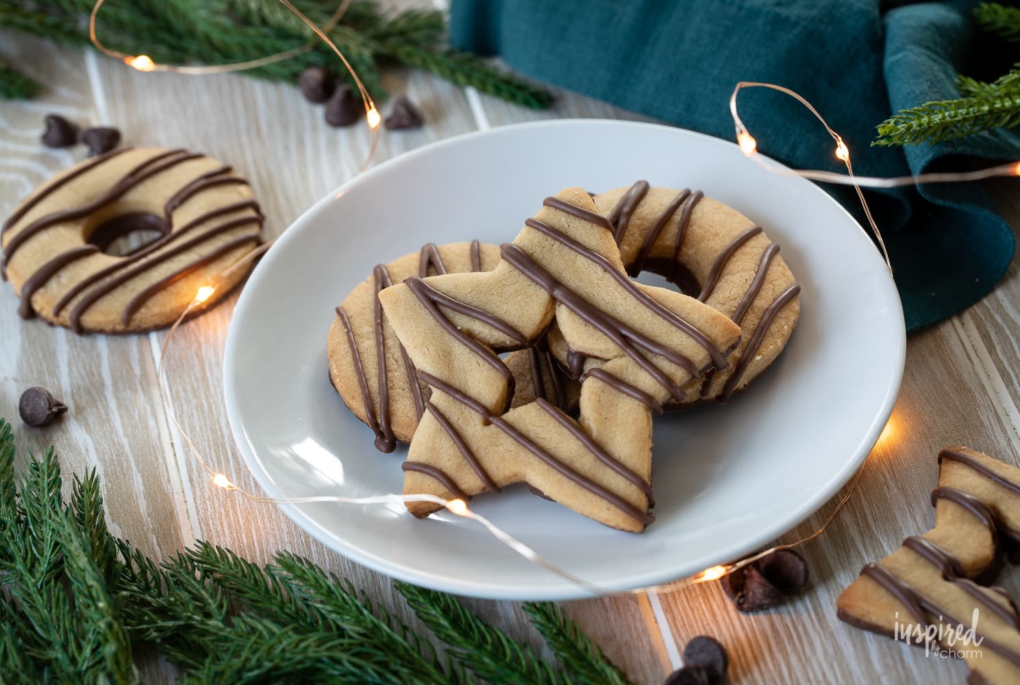 Chocolate Striped Peanut Butter Shortbread Cookies