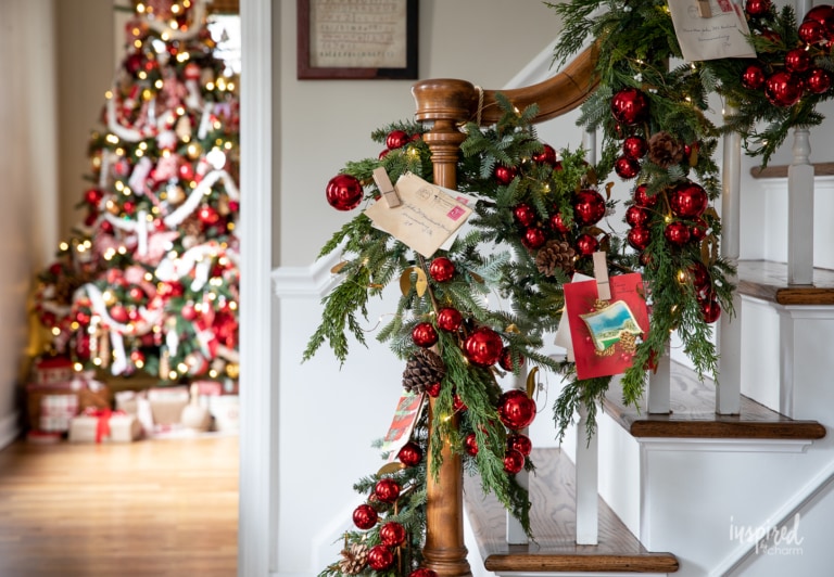 Styling a Staircase Christmas Garland