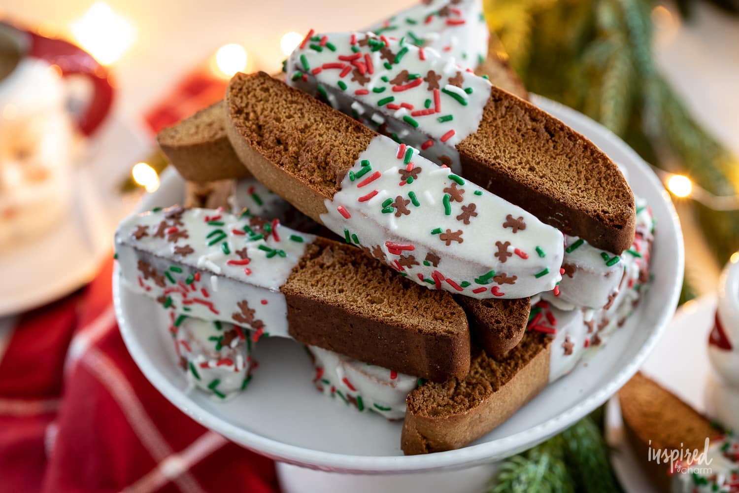 Delicious and Festive Gingerbread Biscotti #gingerbread #biscotti #recipe #coffee #christmas #holiday #dessert #whitechocolate