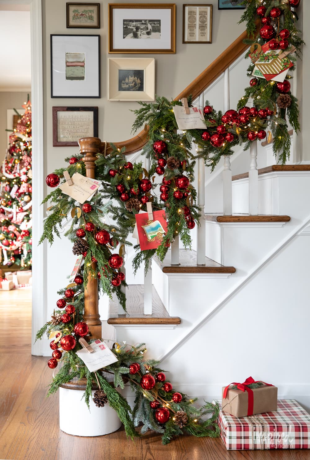 Styling a Staircase Christmas Garland