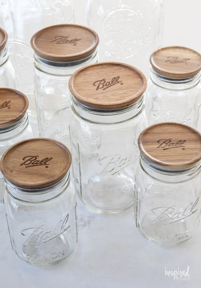 ball jars and with wooden lids