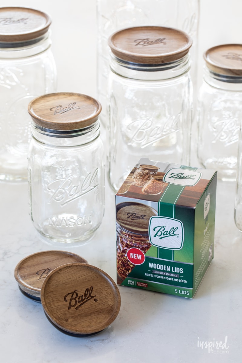 ball jars and wooden lids