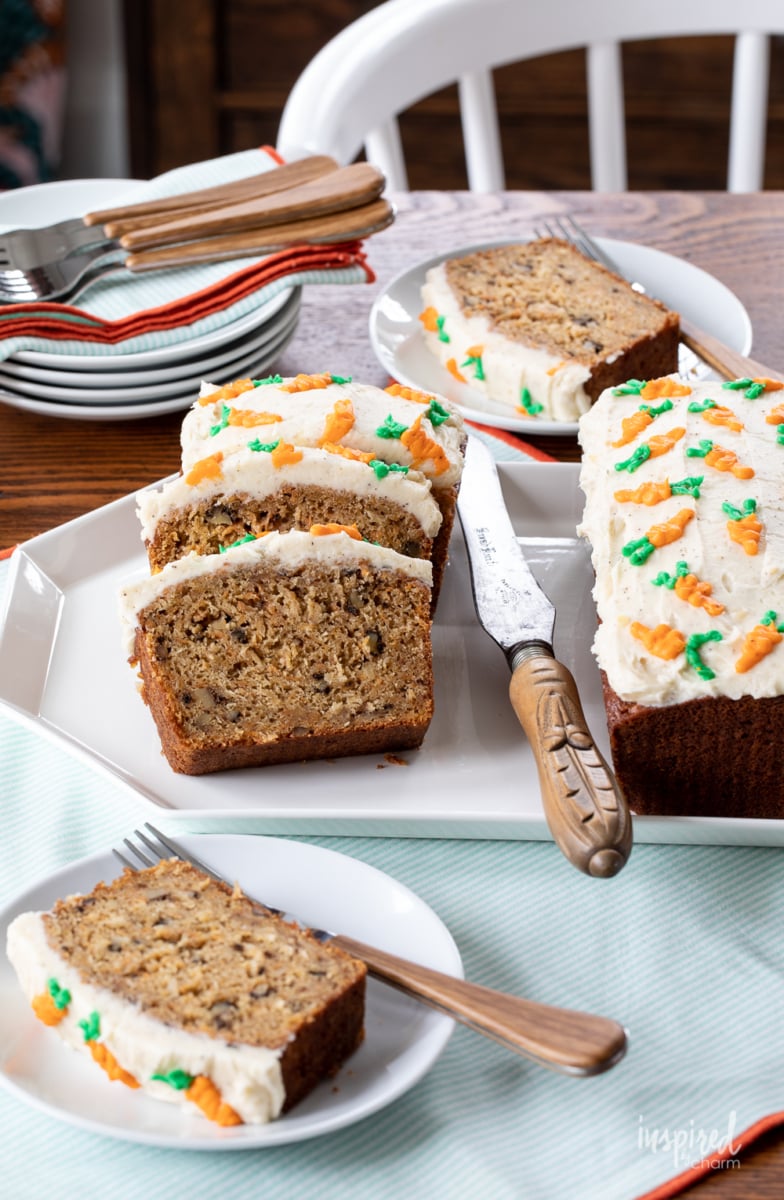 Carrot Cake Loaf with Brown Butter Cream Cheese Frosting