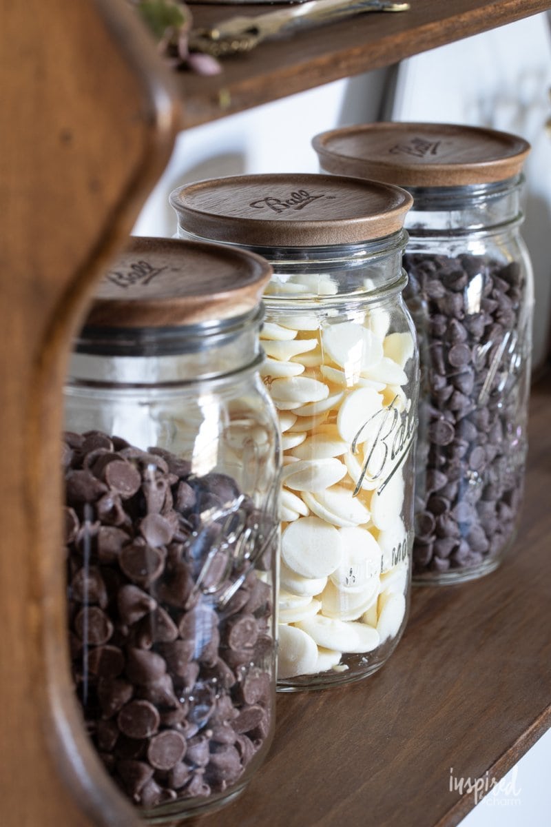 chocolate chips in a ball jars