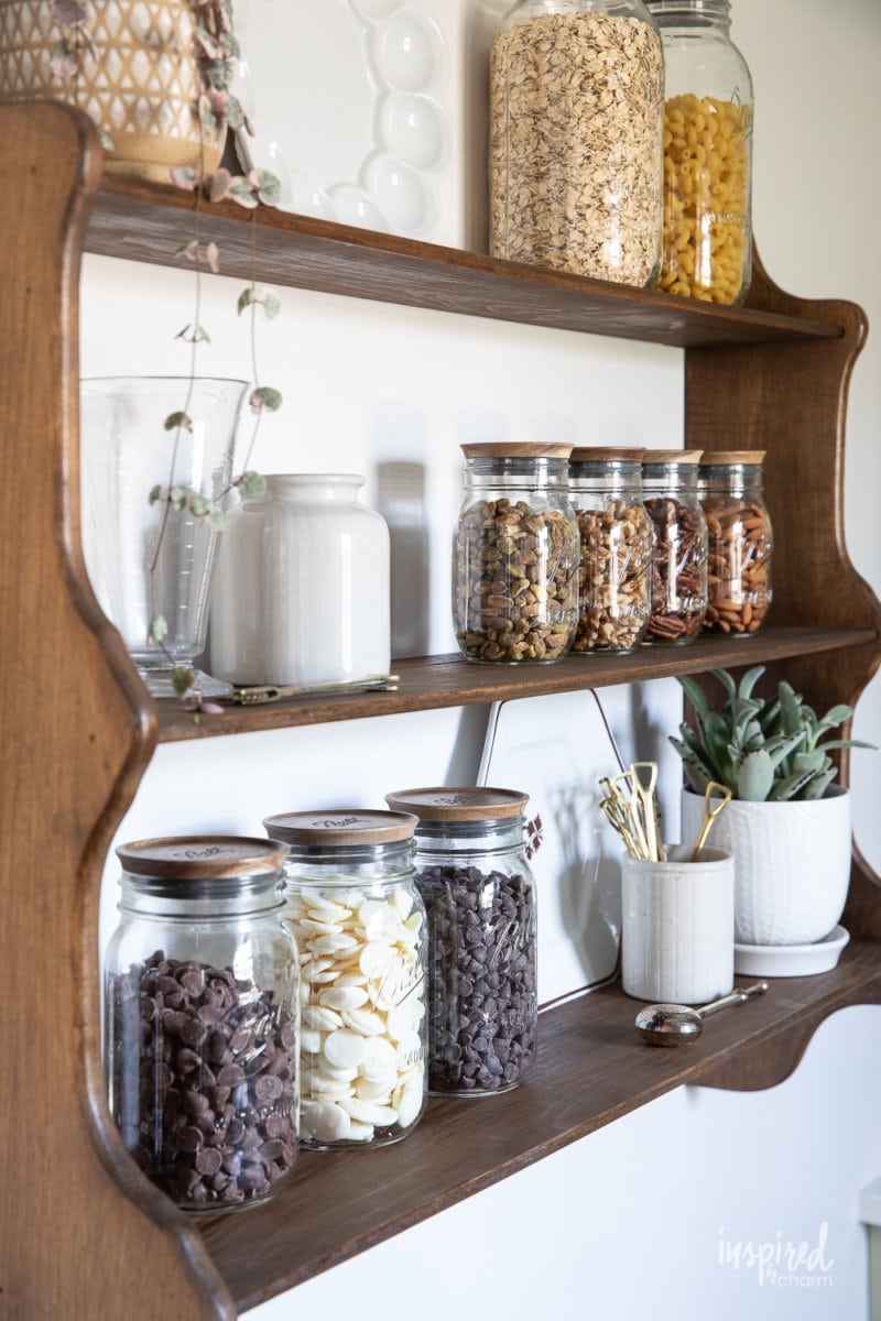kitchen shelf with jars of food