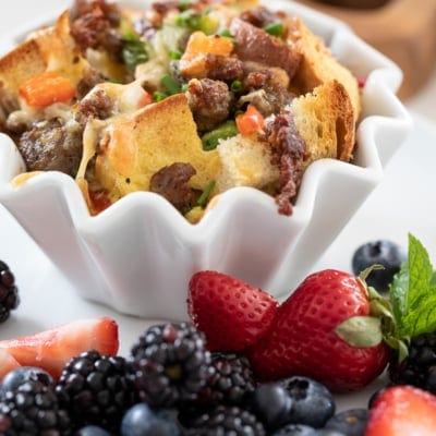 Breakfast Strata Cup with fresh berries