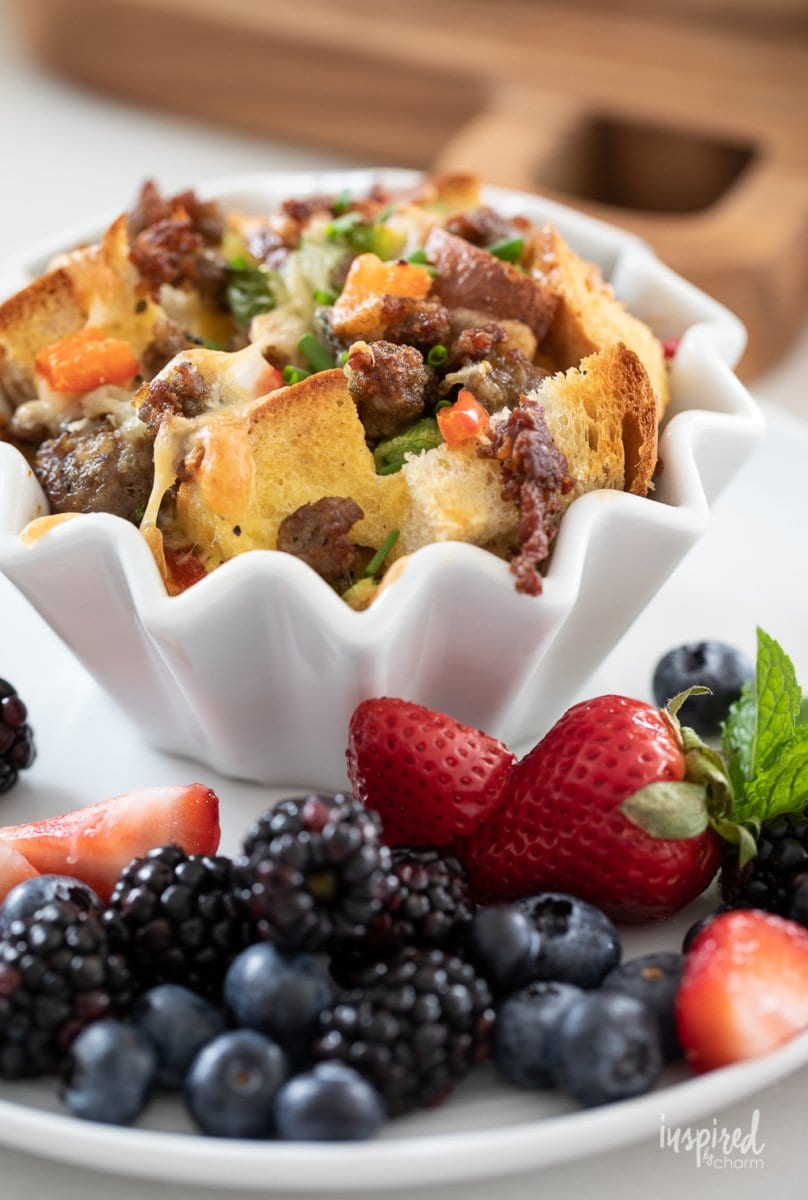 Breakfast Strata Cup with fresh berries