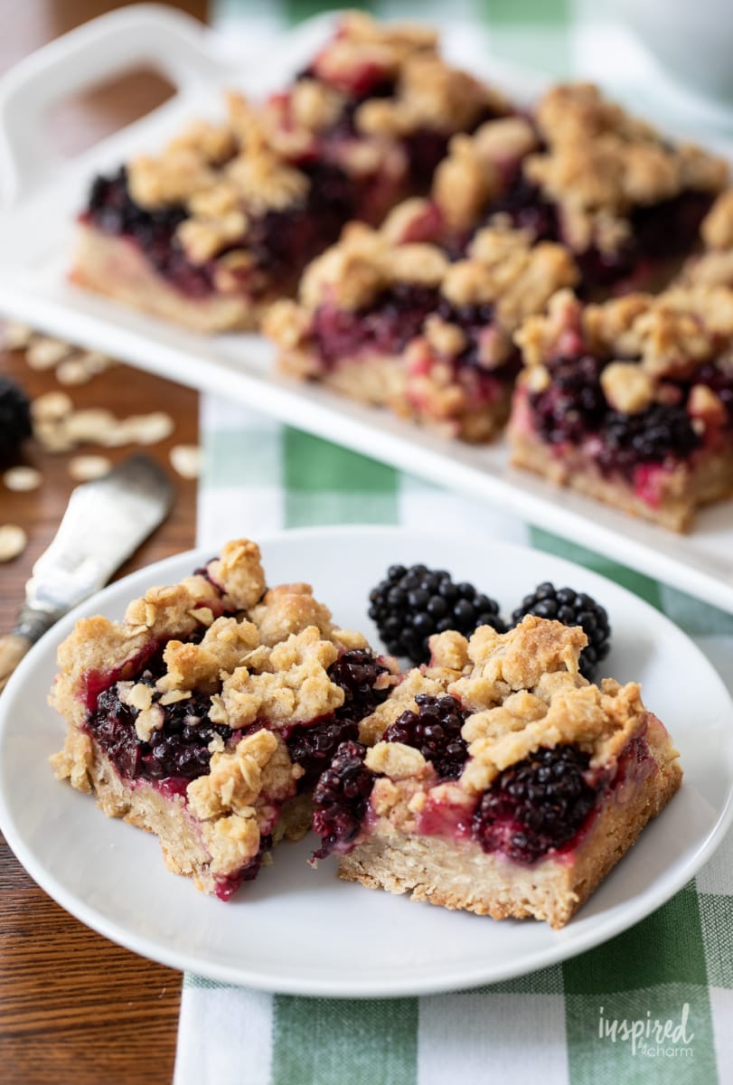 two plates of Blackberry Crumb Bars.