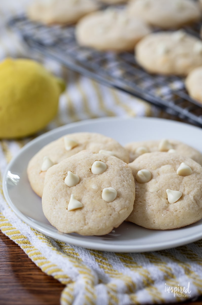 lemon cookies on a plate.