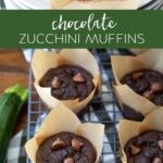plate of chocolate zucchini muffins.
