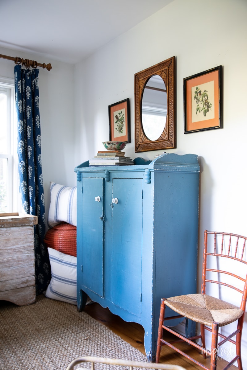 blue cabinet at Hayes Cottage.
