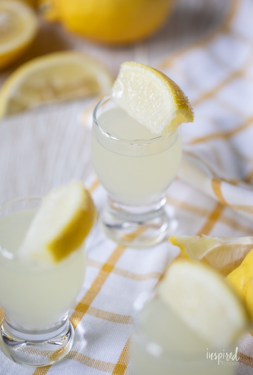 lemon drop shots in glass.