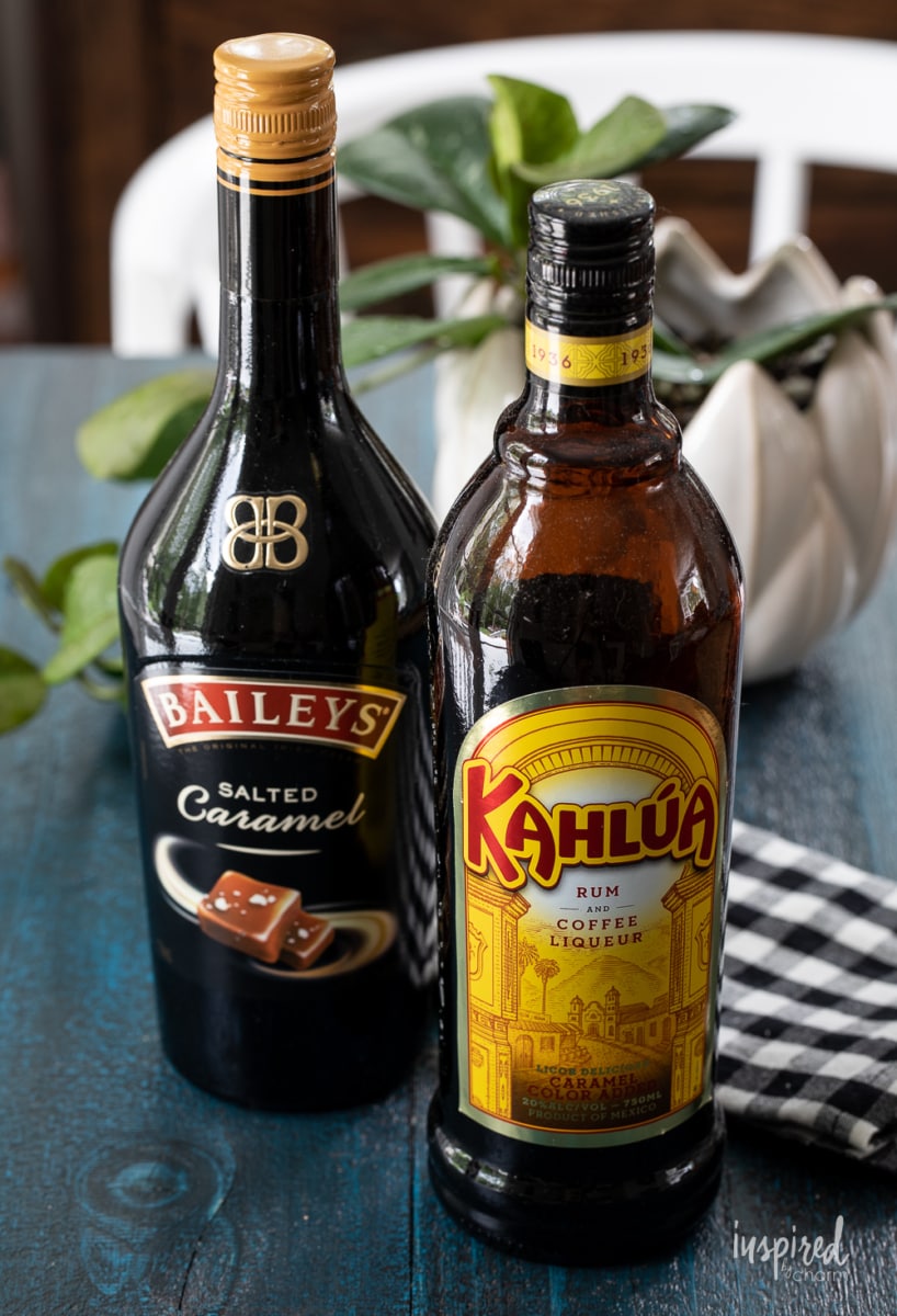baileys and kahlua bottles.