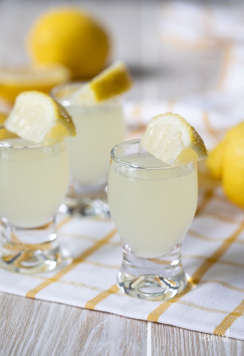 lemon drop shots in glasses.