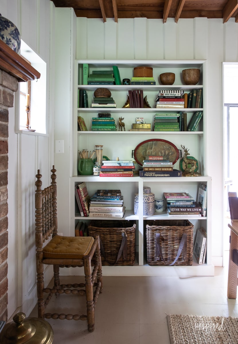 bookcase decor with books