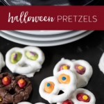 halloween pretzels on a plate.