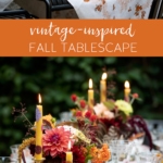 outdoor table styled for fall with vintage finds.