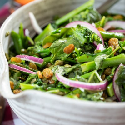 Broccolini Salad in a bowl.