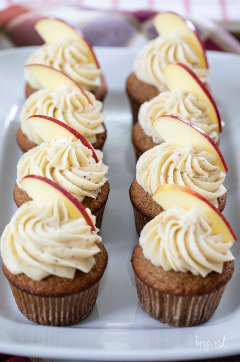 Brown Butter Cream Cheese Frosting on cupcakes.
