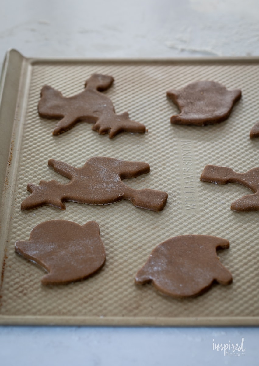 gingerbread cookies on cookie sheet.