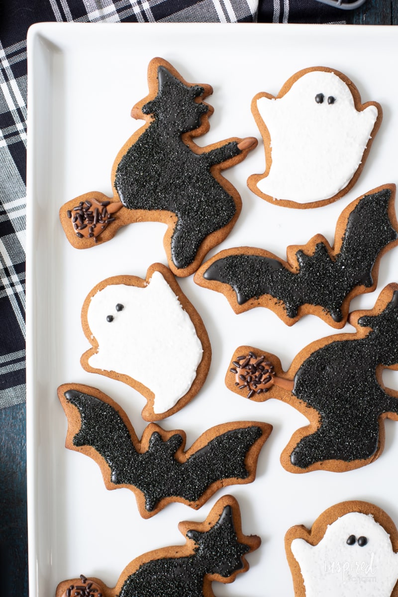 Gingerbread Halloween Cookies on a platter.