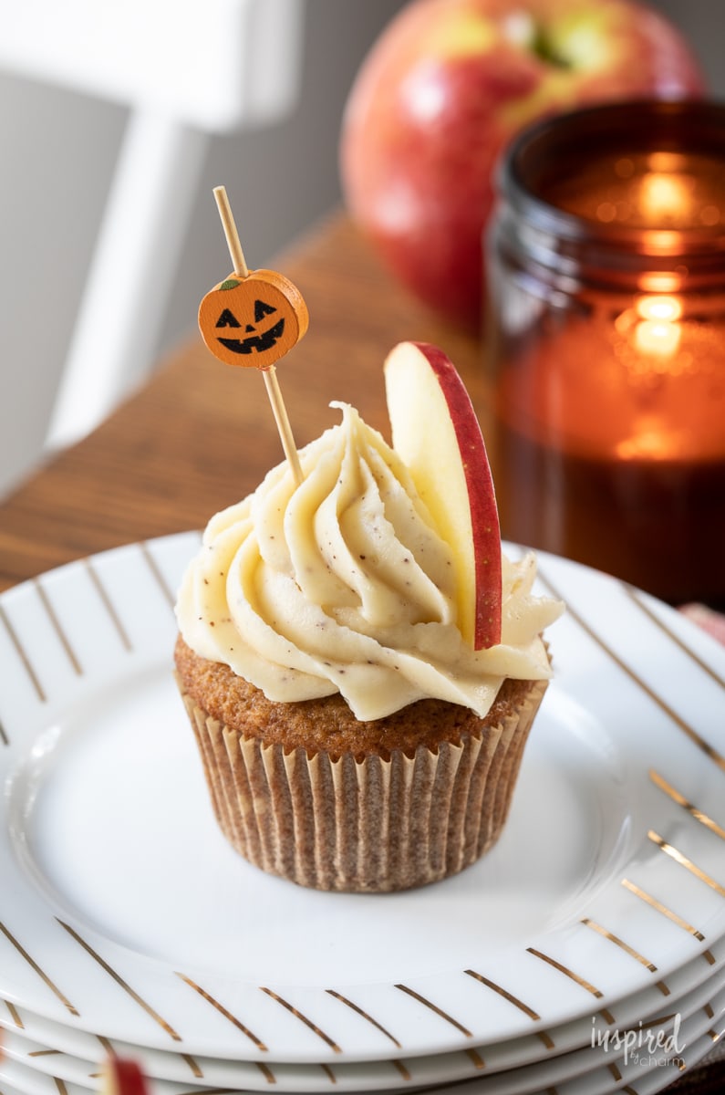 Applesauce Cupcake on a plate for halloween.